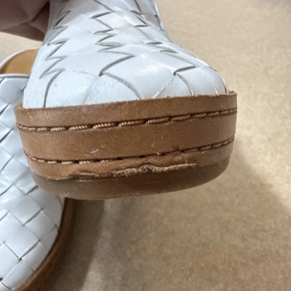 Vince Womens Mules Woven Detail Cushioned Slip On Flats Solid White Size 7 Shoes